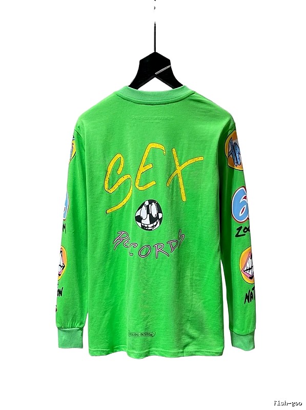 Chrome Hearts fluorescent green graffiti-style long-sleeved shirt