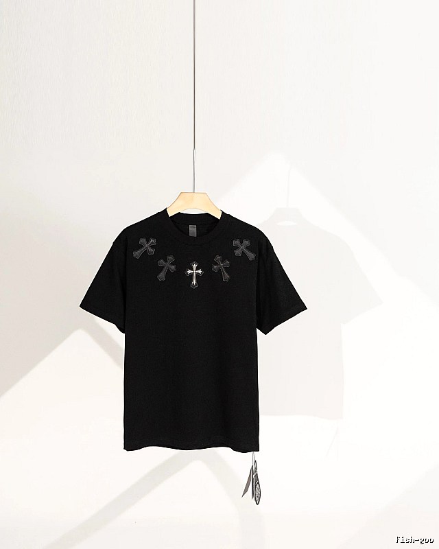 Chrome Hearts Gothic Style Cross Patch Black T-Shirt