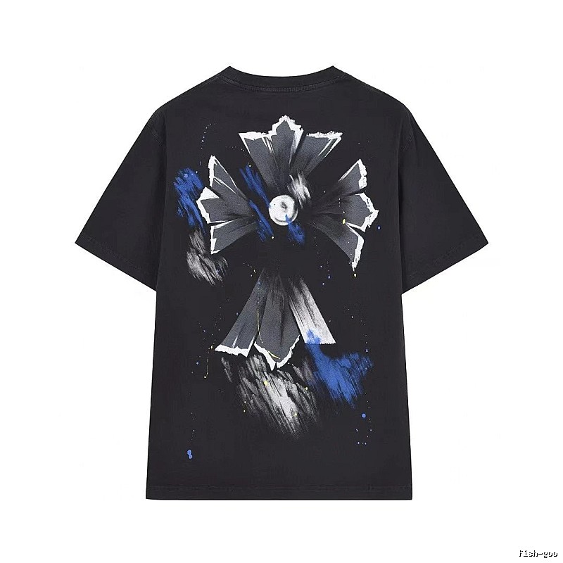 Chrome Hearts Ink-splattered Cross Street Style Black T-shirt