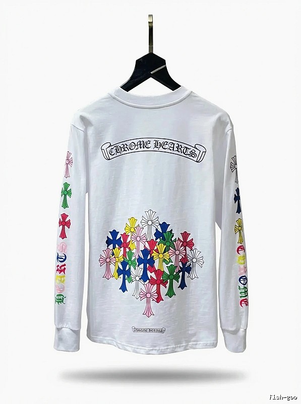 Chrome Hearts Long-sleeved White T-shirt with Colorful Print