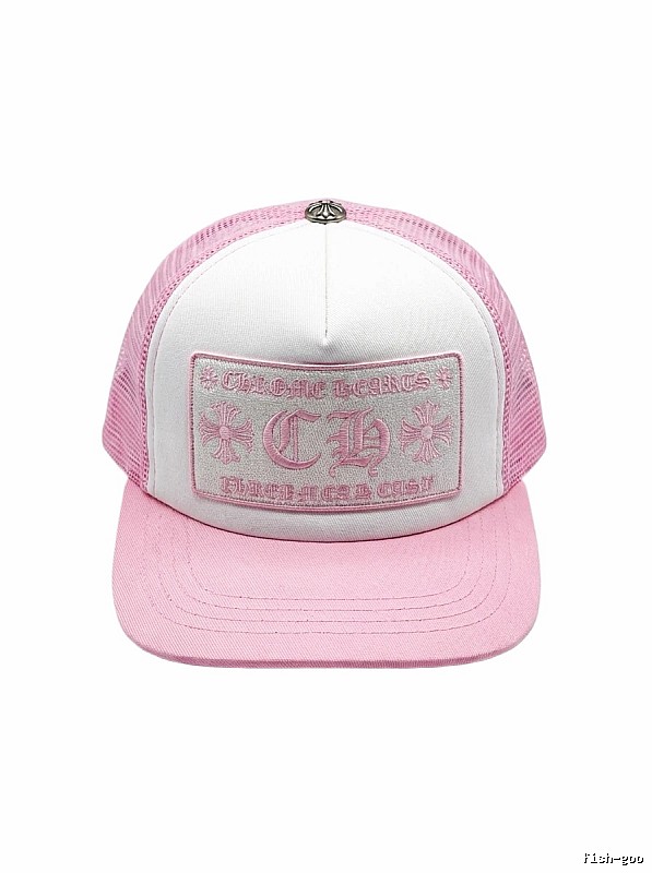 Chrome Hearts Pink and White Patchwork Trendy Hat