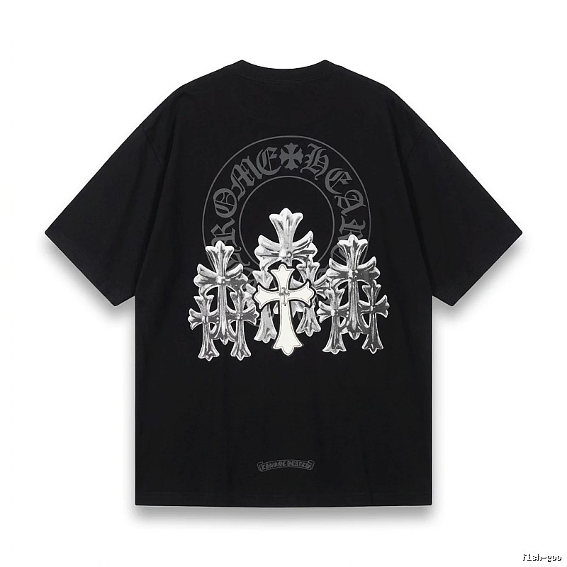 Chrome Hearts Silver Cross Black T - Shirt