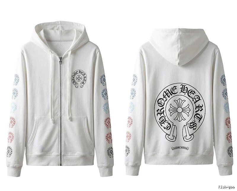 Chrome Hearts White Hoodie with Horseshoe Print Style