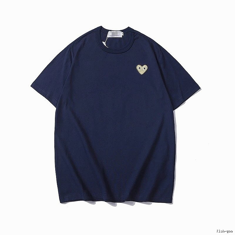 Comme des Garcons PLAY 2023-32 Blue Style 2332 Heart Logo T-Shirt Active Casual