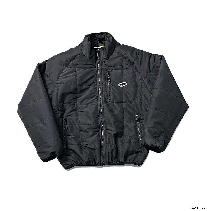 Corteiz black minimalist style cotton-padded jacket
