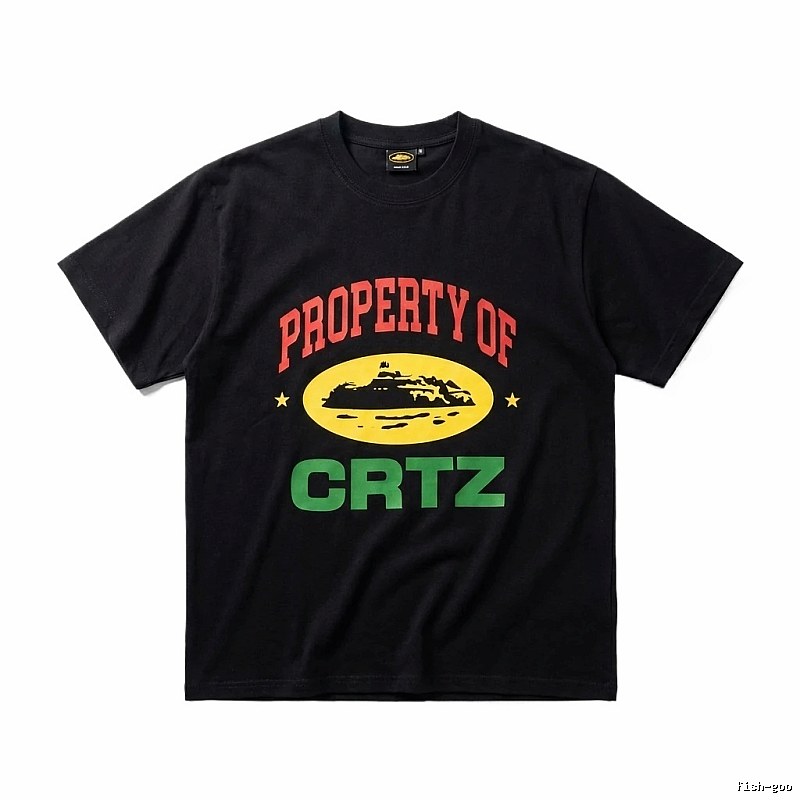 Corteiz Black "PROPERTY OF" Streetwear Short-sleeve Shirt