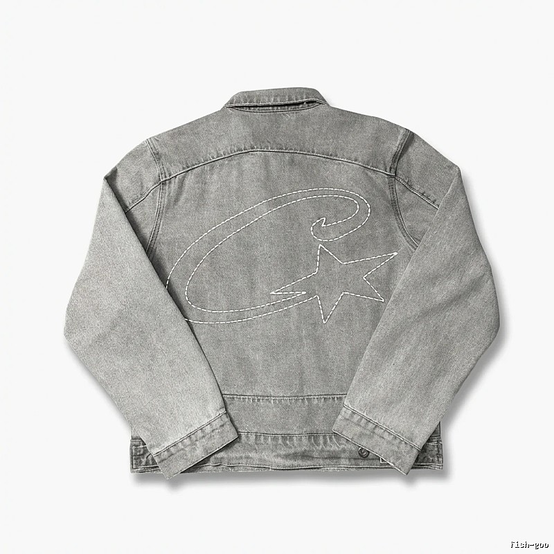 Corteiz denim retro-style grey coat