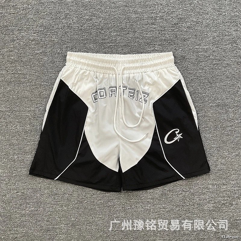 Corteiz Letter Print Street Style Black and White Sports Shorts