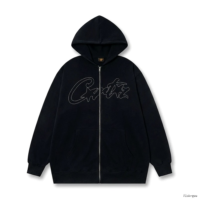 Corteiz minimalist style black hoodie