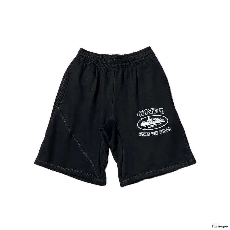 Corteiz retro-style black shorts