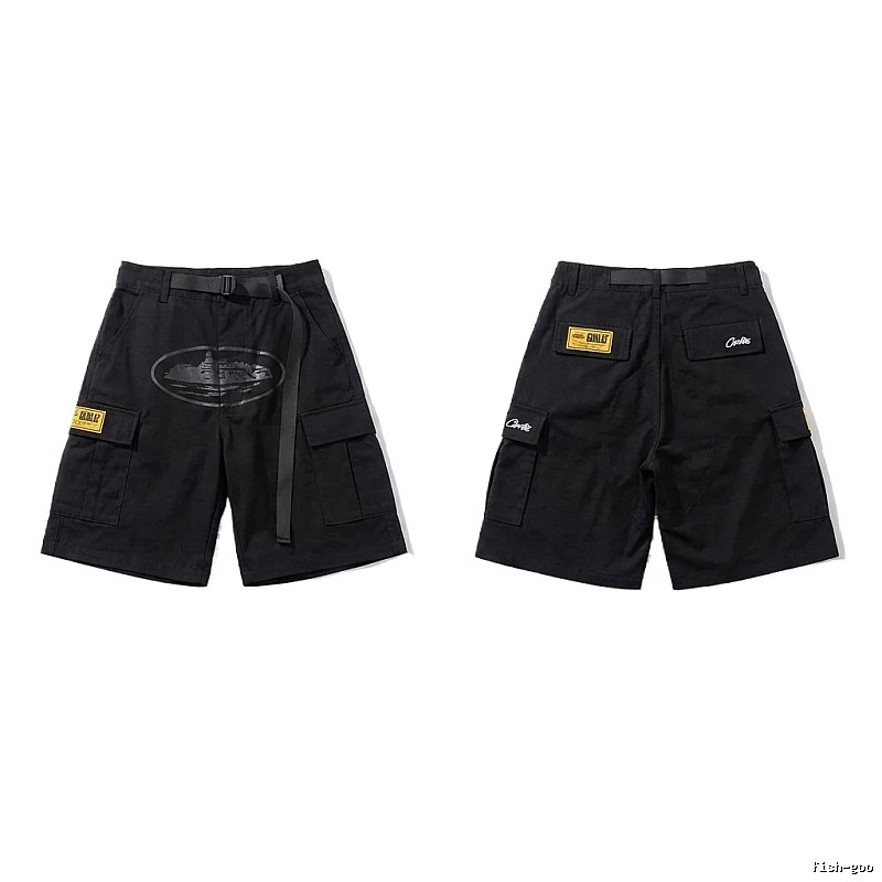 Corteiz workwear-style black shorts