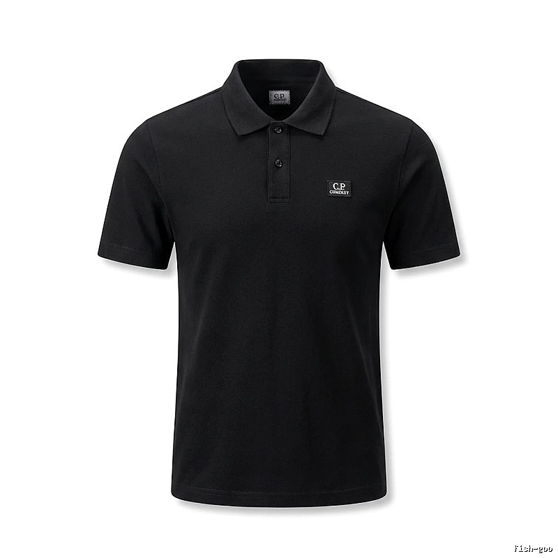 C.P. Simple Style Black Polo Shirt