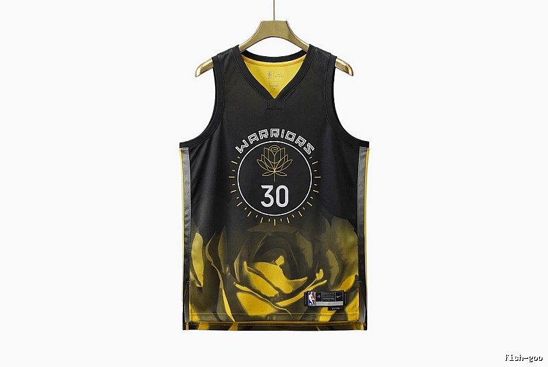 Curry Warriors black and yellow trendy brand jersey
