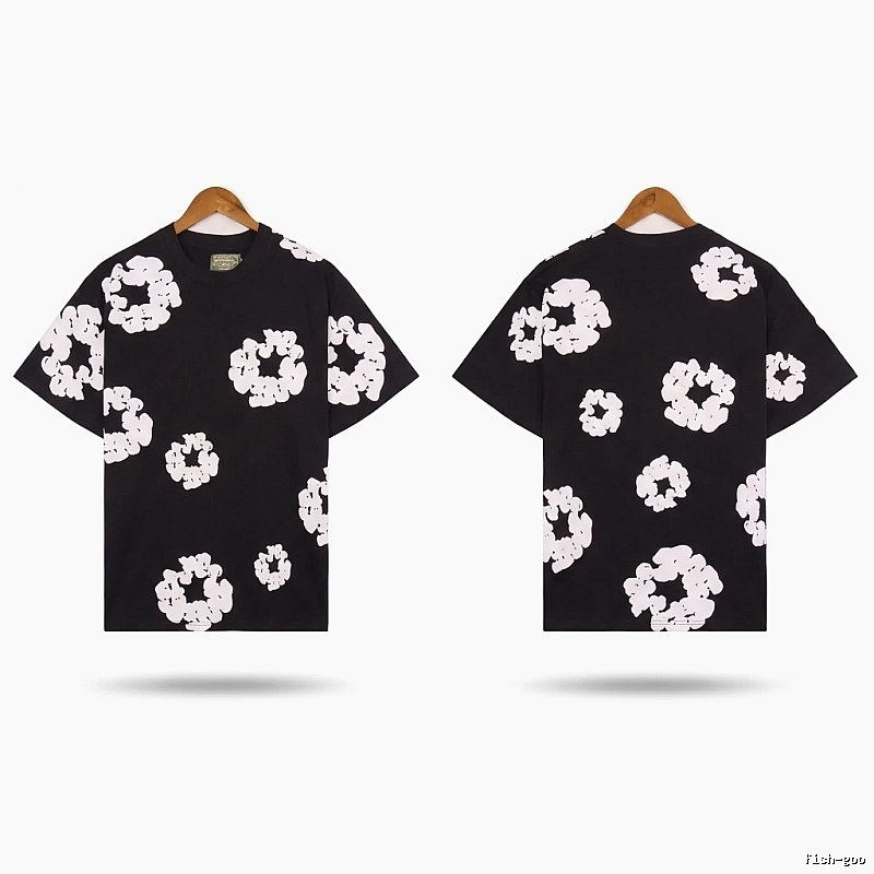 DENIM TEARS Black and White Retro Short-sleeve Shirt