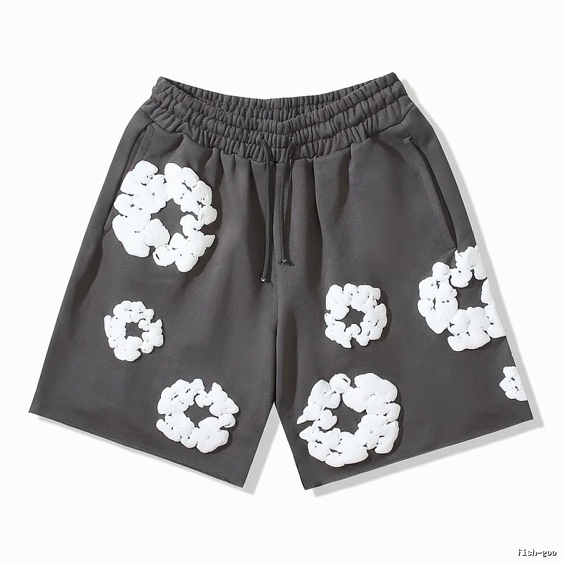 DENIM TEARS Flower Style Black Shorts