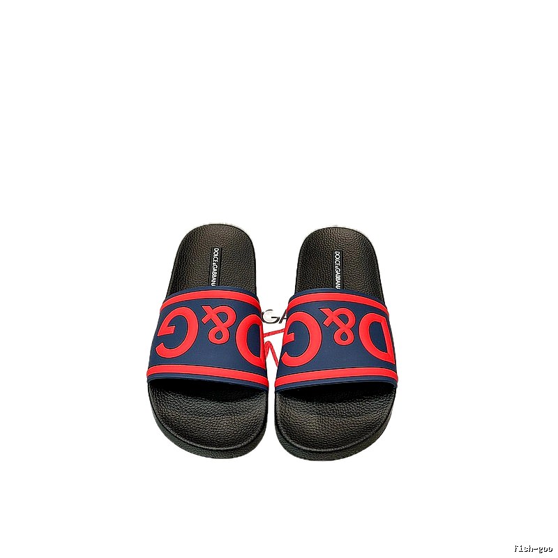 D&G DG Classic Trendy Brand Blue-Red Color-block Slides