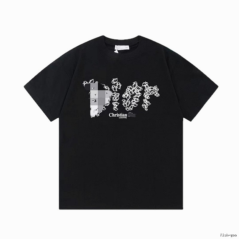 Dior Cool & Trendy Style Printed Black Short-sleeve T-shirt