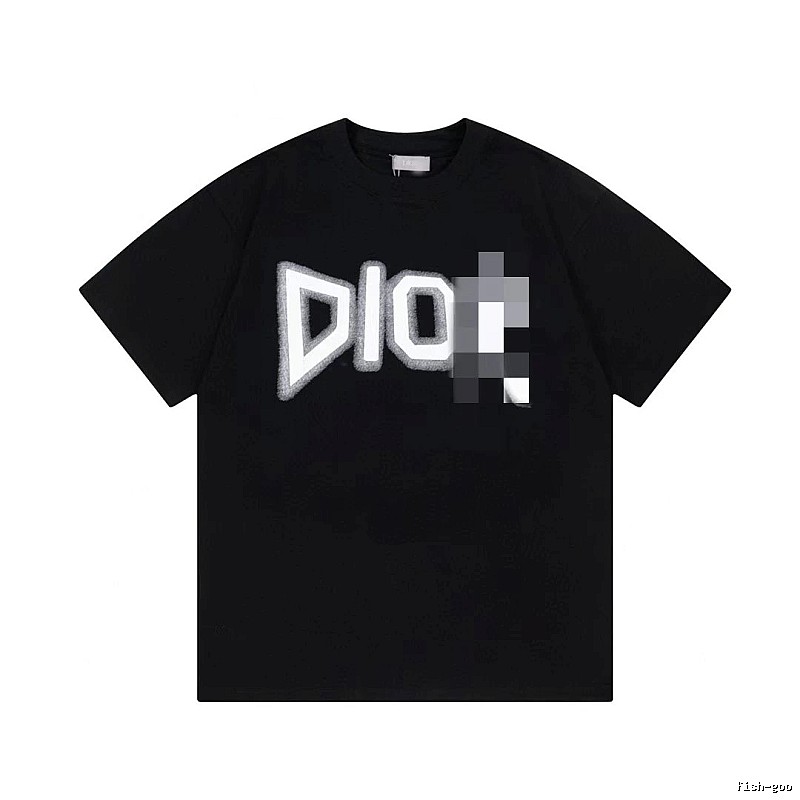 Dior Flocked Letter Street Style Black T-Shirt