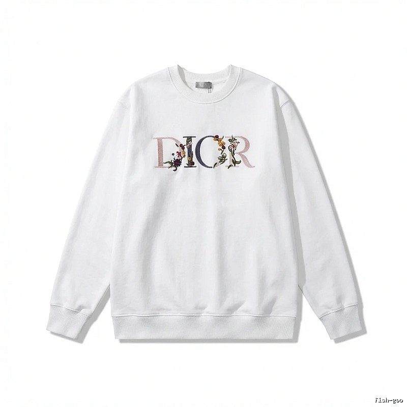 Dior floral embroidery style white sweatshirt