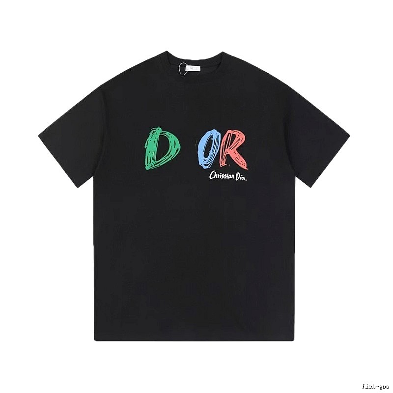 Dior Graffiti Collection Edgy Trendy Style Black Short-sleeve T-shirt