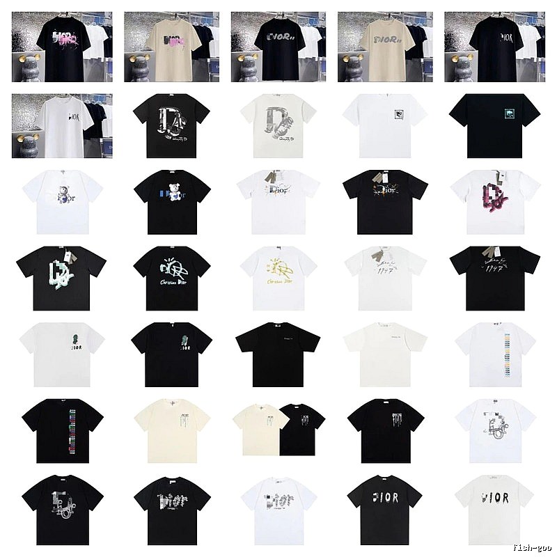 Dior Graffiti Collection Trendy Style Multi-color Short-sleeve T-shirt