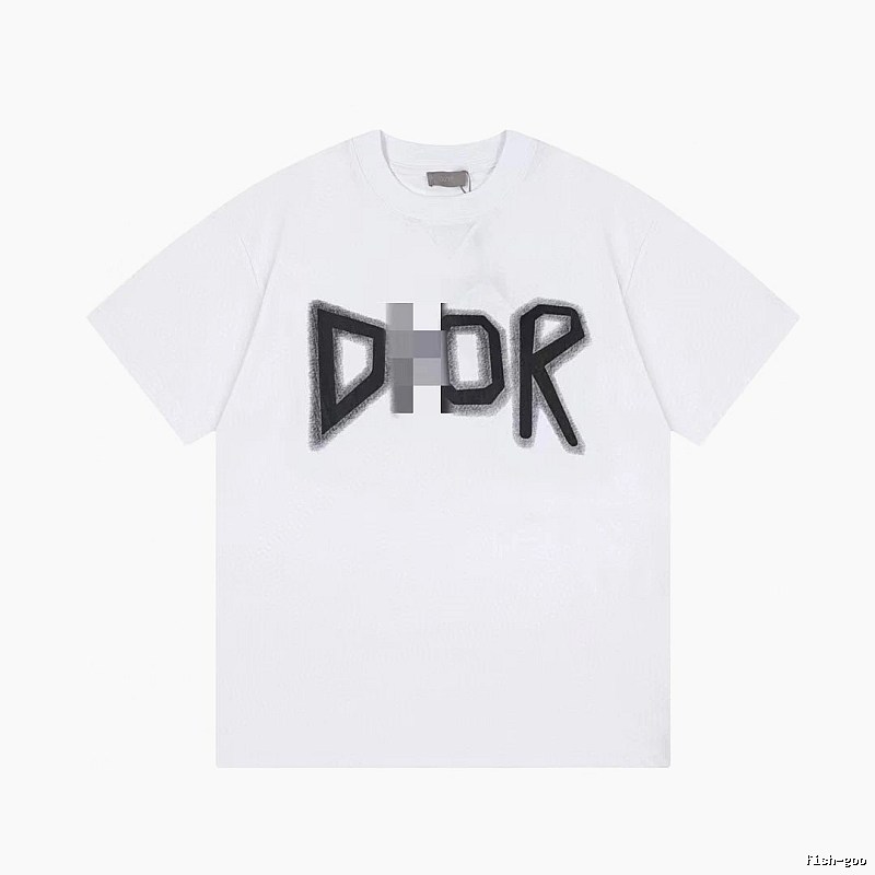 Dior Letter Print Trendy Style White T-Shirt