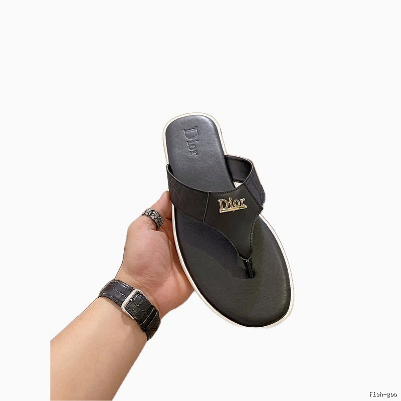 Dior Light Luxury Casual Style Black Flip-Flops