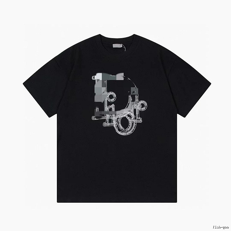 Dior Line Logo Trendy Style Black T-shirt