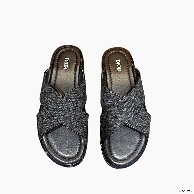 Dior Oblique Casual Style Black Slides