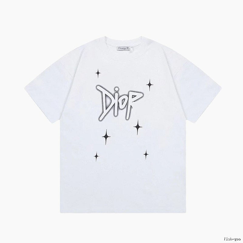 Dior Starburst Graffiti Street Style White Short-sleeve T-shirt