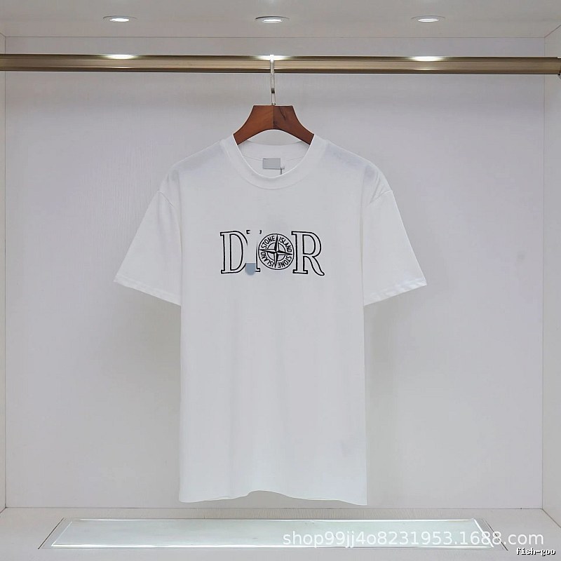 Dior x Stone Island Co-branded Casual Style White T-Shirt