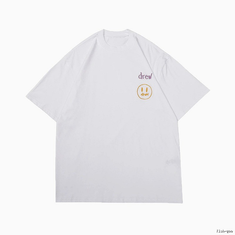DREW Smiley Embroidered Street Style White T-Shirt