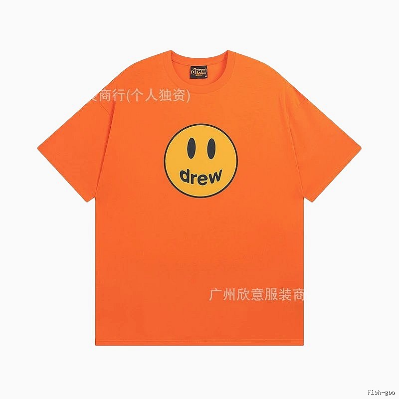 DREW Smiley Series Street Style Orange Short Sleeve T-shirt