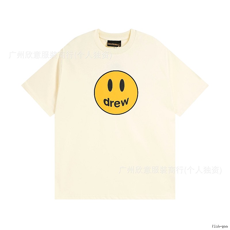 DREW Smiley Street Style Off-white Short Sleeve T-Shirt