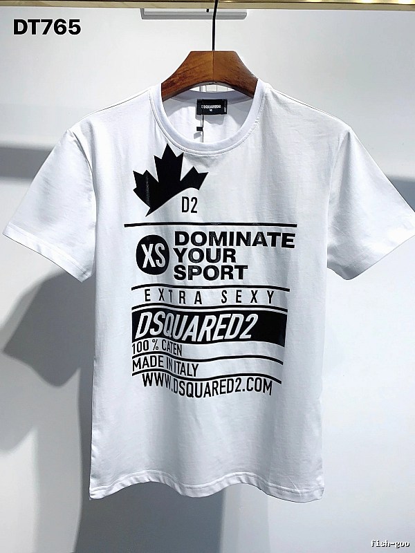 DSQ Squared Maple Leaf Print Street Style White T-Shirt