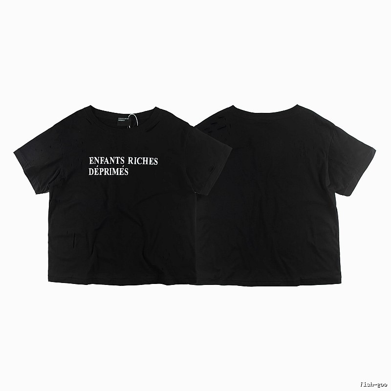 ERD Letter Print Dark High Street Black Short Sleeve T-shirt