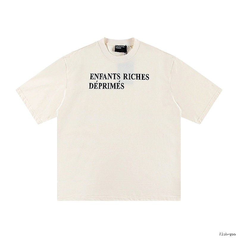 ERD Letter Print Minimalist Style Off-white Short-sleeve T-shirt