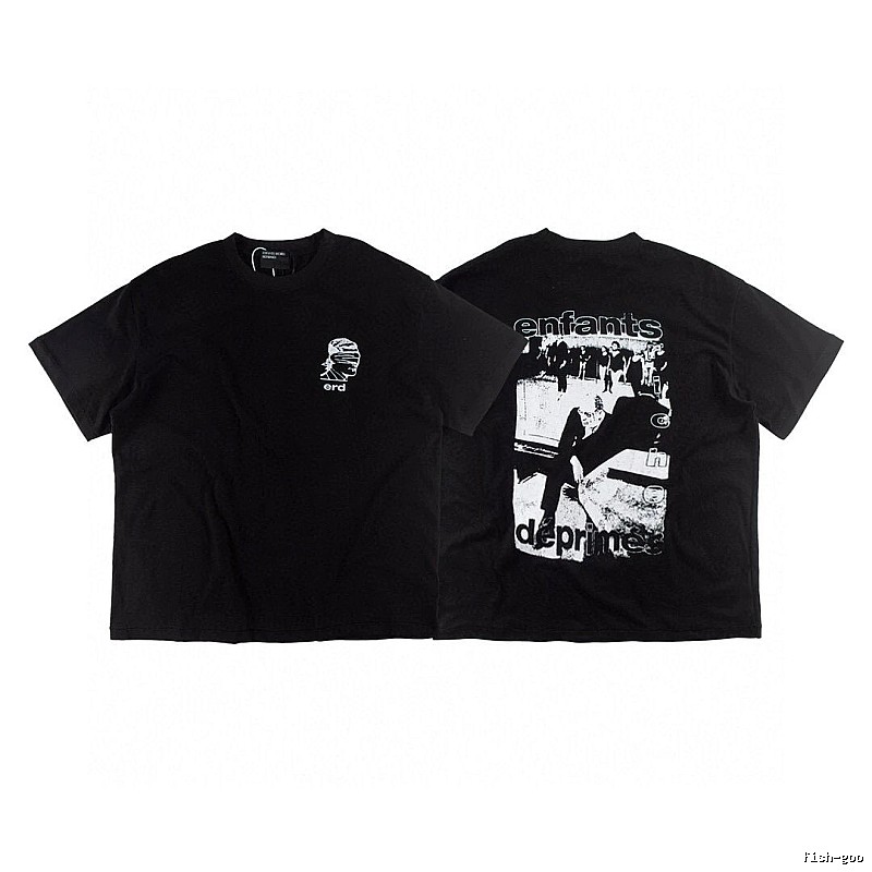 ERD Portrait Print Dark Style Black Short-sleeve T-shirt