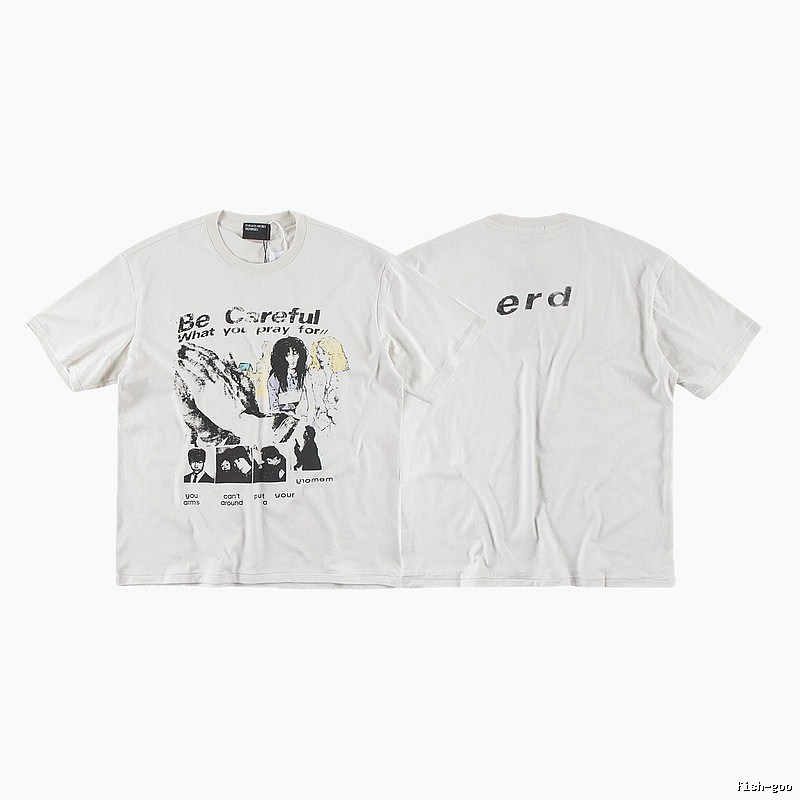 ERD Vintage Portrait Print Off-white Short-sleeved T-Shirt