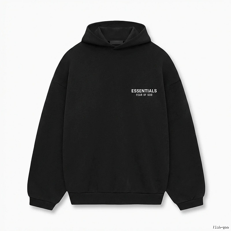 ESSENTIALS minimalist style black hoodie