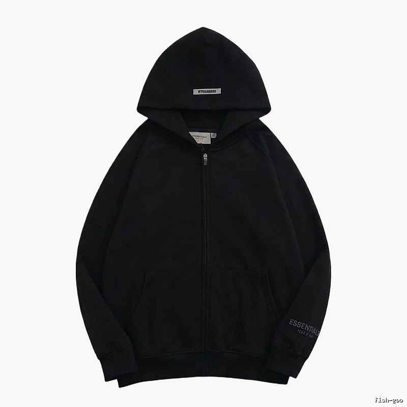 ESSENTIALS minimalist style black hoodie