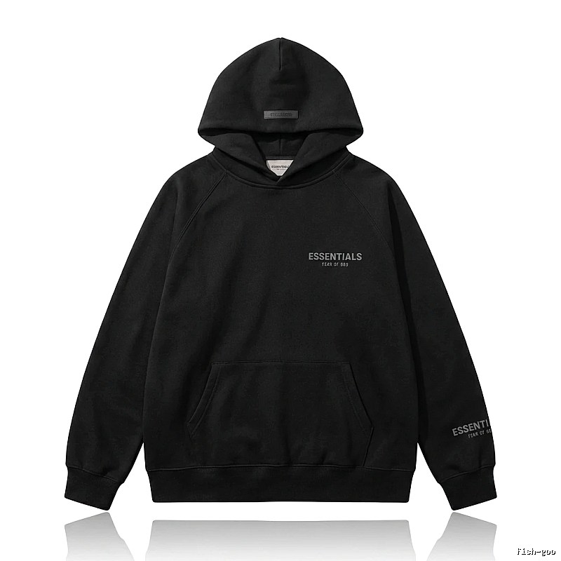ESSENTIALS minimalist style black hoodie