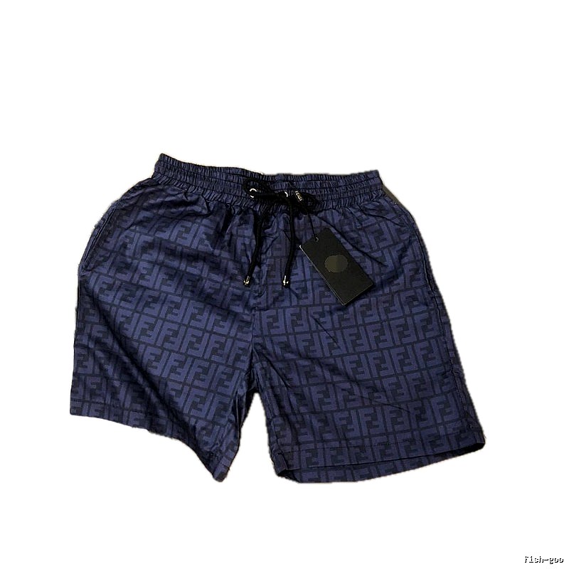 Fendi FF Monogram Light Luxury Style Navy Blue Casual Shorts