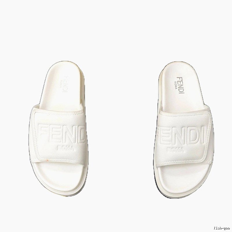 FENDI ROMA Collection Minimalist Style White Slide Sandals