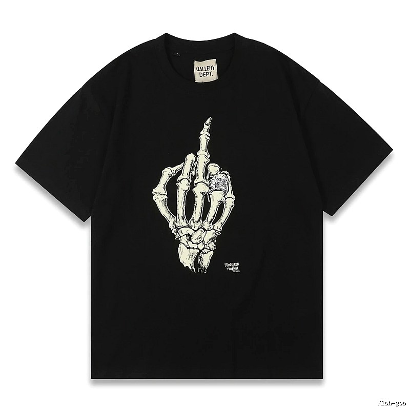 Gallery Dept Skull Print Trendy Cool Black T-shirt