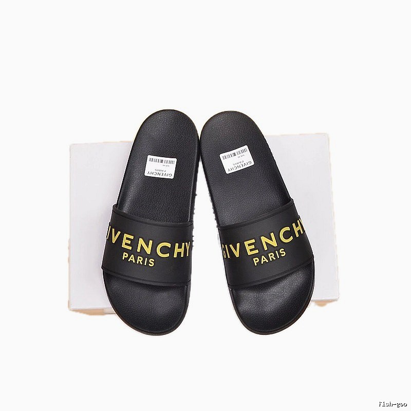 Givenchy Letter Print Streetwear Style Black Slides