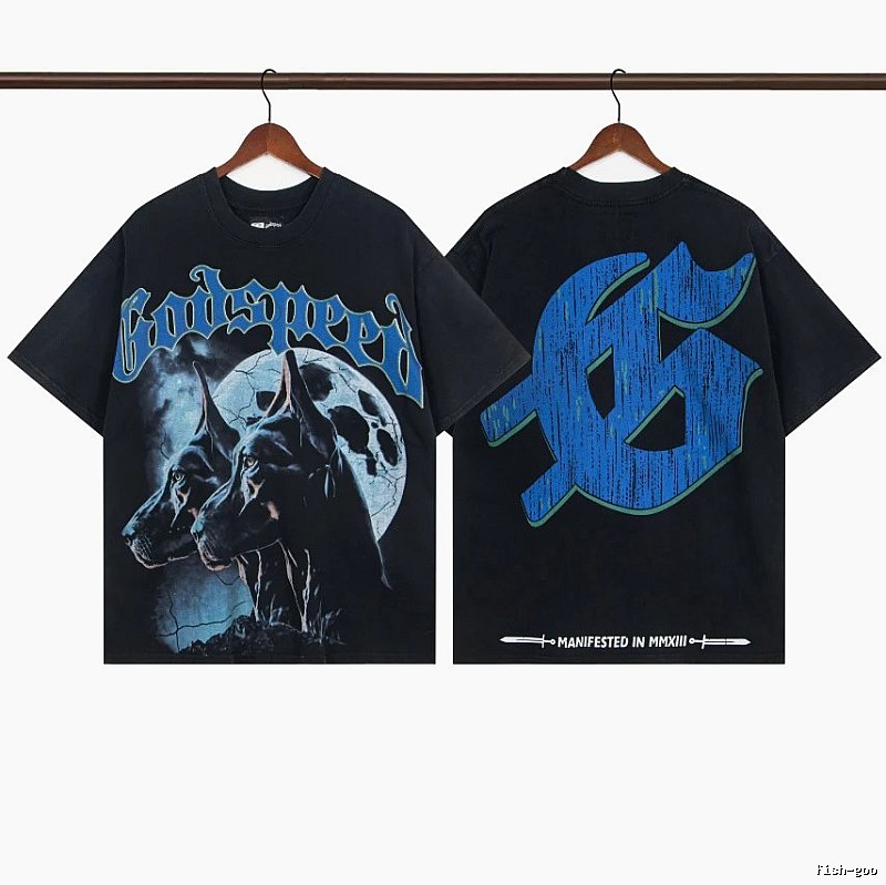 Godspeed Doberman Print Dark Style Black Short Sleeve T-shirt
