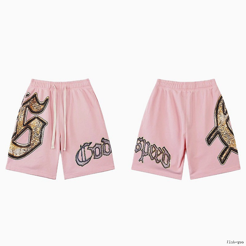 Godspeed Printed Vintage Style Pink Shorts