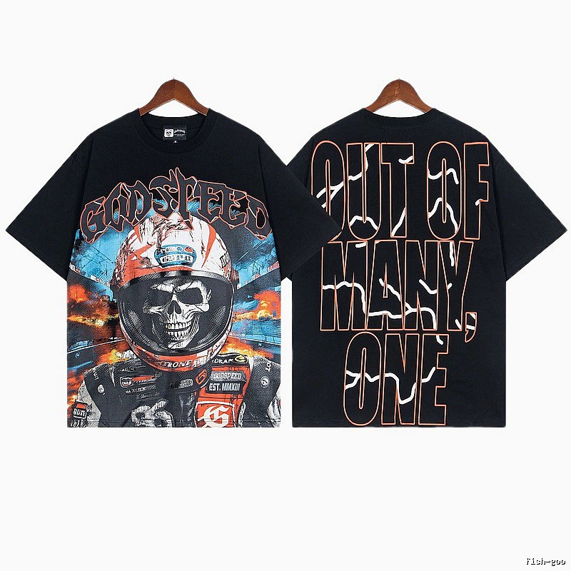 Godspeed Skull Motorcycle Street Style Black Short Sleeve T-Shirt