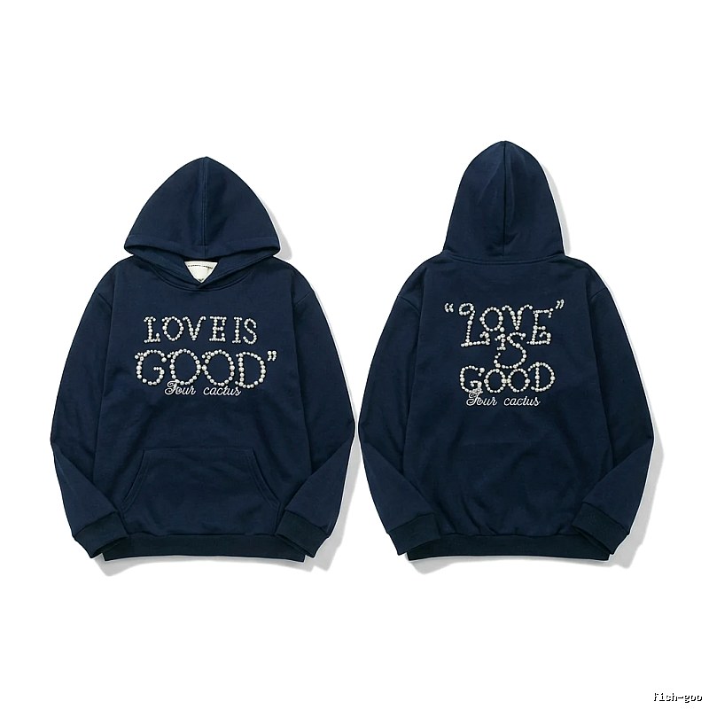 Goodbrand Letter Wind Navy Blue Hoodie